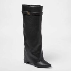 A New Day Women’s Tambra Faux Leather Foldover Boots with Memory Foam Insole 9.5